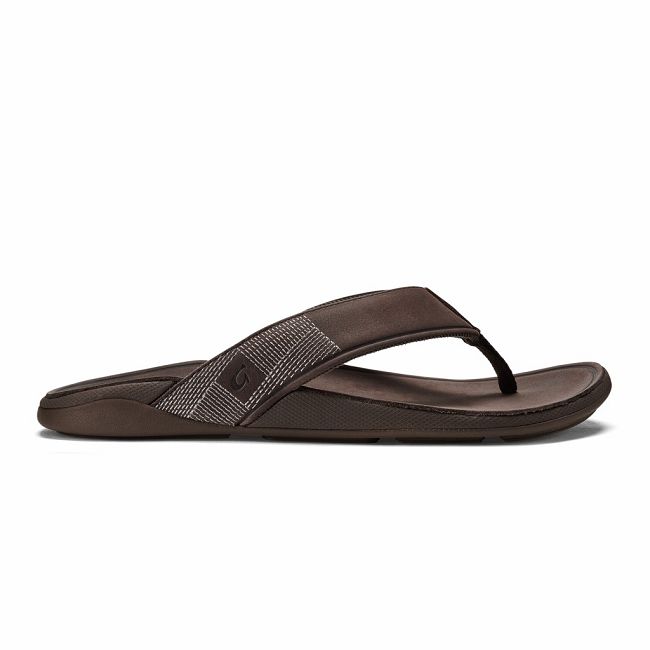 Olukai Men's Tuahine Flip Flop - Dark Wood US463-950